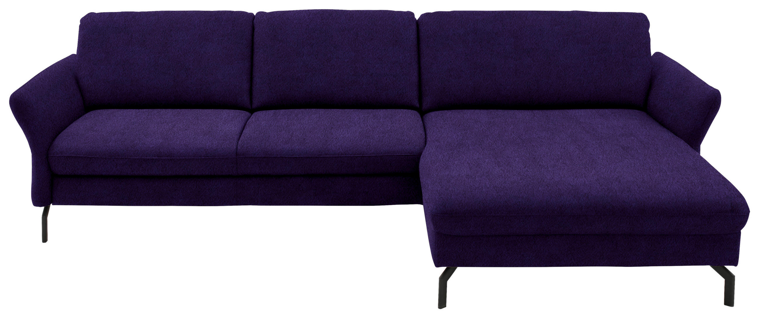 ECKSOFA in Velours Violett  306/179 cm  - Violett/Schwarz, Design, Textil/Metall (306/179cm) - Beldomo System