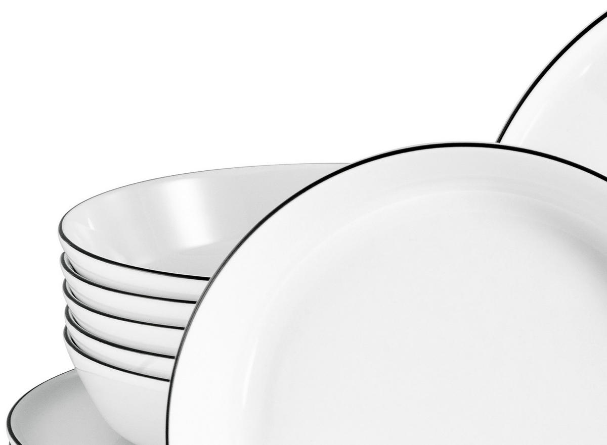 JÍDELNÍ SOUPRAVA, porcelán - bílá/černá, Basics, keramika - Creatable