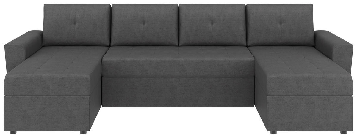 WOHNLANDSCHAFT TERMOLI in Jacquard Grau  - Schwarz/Grau, Design, Kunststoff/Textil (155/296/155cm) - MID.YOU