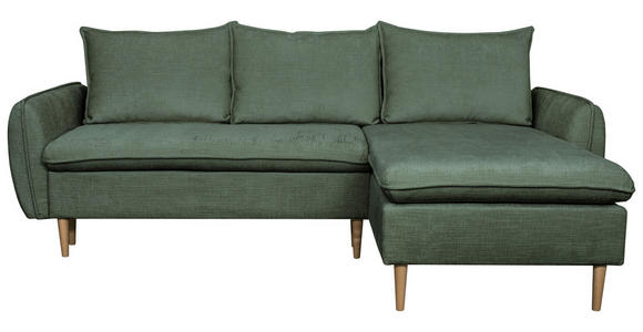 ECKSOFA Dunkelgrün Chenille - Dunkelgrün/Buchefarben, KONVENTIONELL, Holz/Textil (244/163cm) - Carryhome