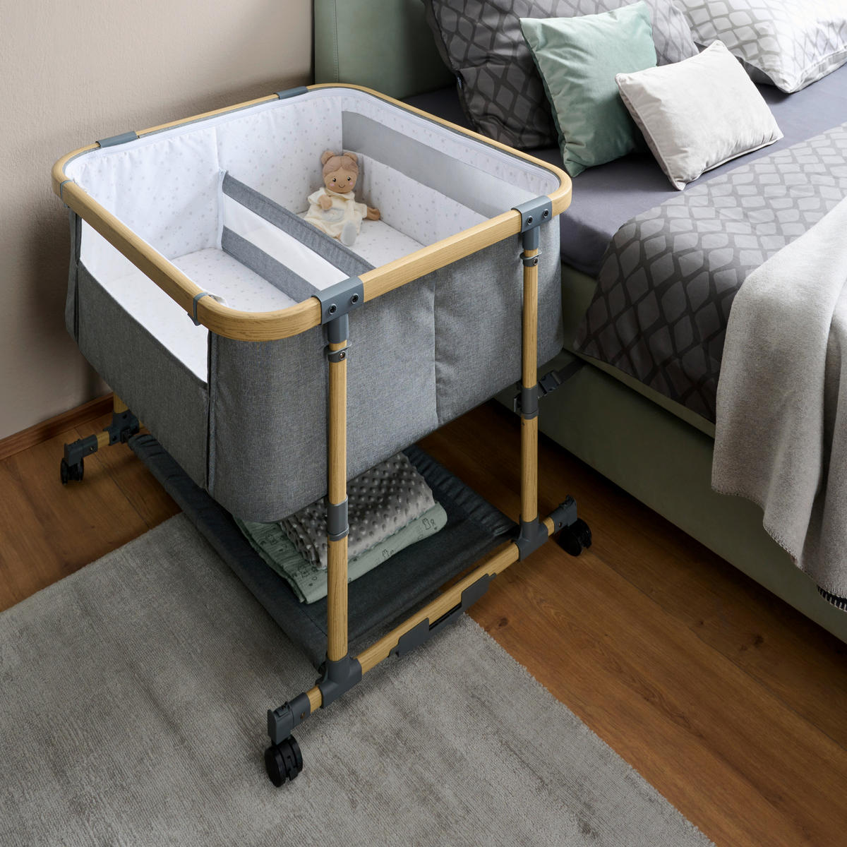 BEISTELLBETT  84/84/83,2 cm  - Ecru/Weiß, Basics, Holzwerkstoff/Kunststoff (84/84/83,2cm) - Jimmylee