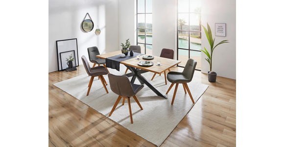 ESSTISCH Eichefarben rechteckig   - Eichefarben/Schwarz, Design, Holz/Metall (200/100/77cm) - Linea Natura