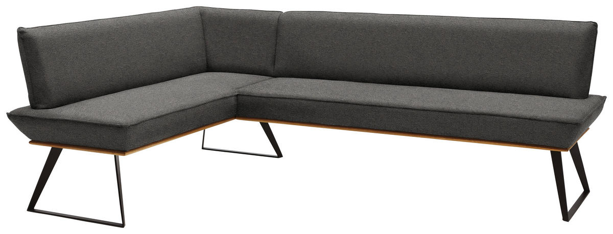 ECKBANK in Holz, Metall, Textil Schwarz, Eichefarben, Dunkelgrau  - Eichefarben/Dunkelgrau, Design, Holz/Textil (163/203cm) - Voleo