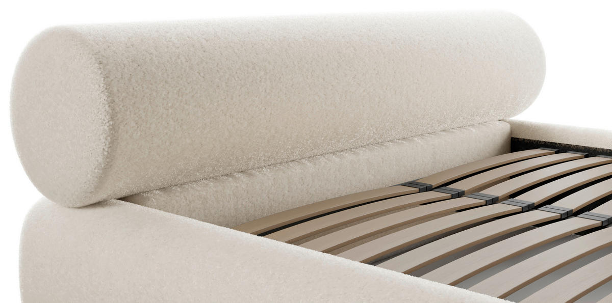 POLSTERBETT 160/200 cm,  in Beige, Lattenrost, Bettkasten,  - Beige/Schwarz, Design, Holz/Textil (160/200cm) - Chameo