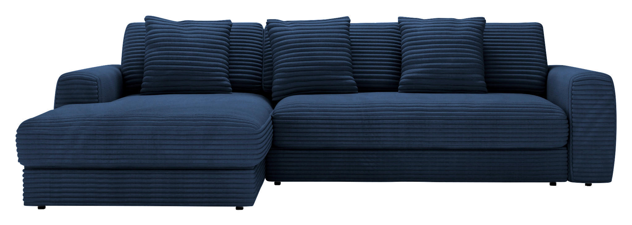 ECKSOFA in Cord Dunkelblau  - Schwarz/Dunkelblau, Modern, Kunststoff/Textil (182/302cm) - Carryhome