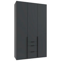 DREHTÜRENSCHRANK 135/236/58 cm,  in Graphitfarben, 3-türig  - Graphitfarben/Schwarz, MODERN, Holzwerkstoff/Metall (135/236/58cm) - MID.YOU