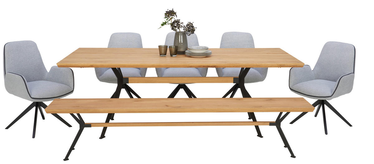 Scaun Cu Brațe din metal, textil, negru, gri deschis - gri deschis/negru, Design, metal/textil (61/85,5/61cm) - Novel