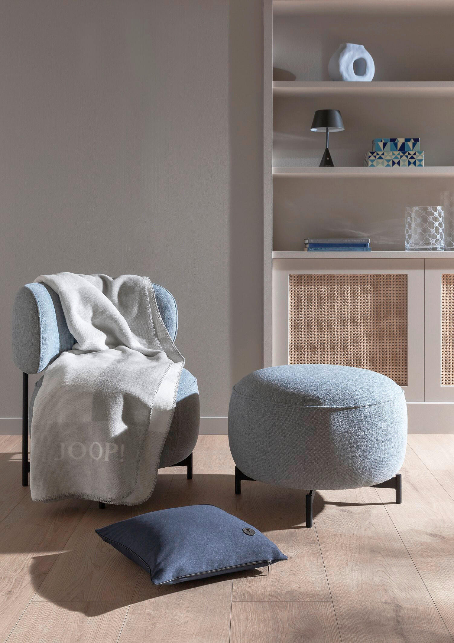 KISSENHÜLLE J!Essential 40/40 cm  - Blau/Dunkelblau, Basics, Textil (40/40cm) - Joop!