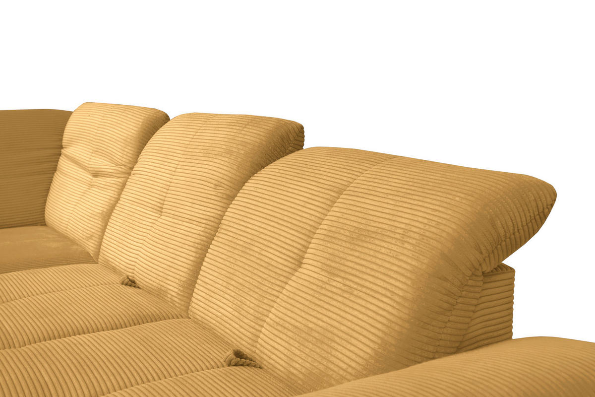 ECKSOFA in Cord Currygelb  - Currygelb/Schwarz, Design, Textil/Metall (242/313cm) - Xora