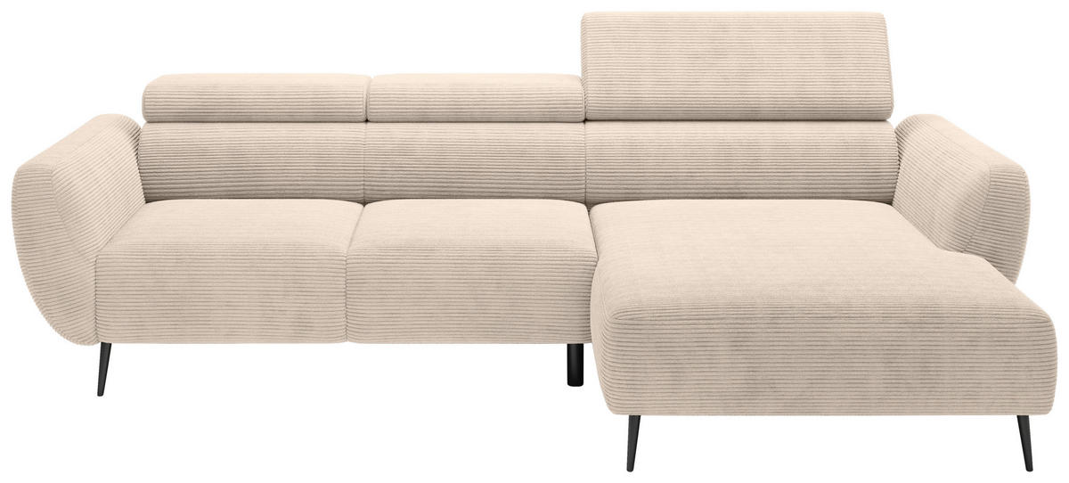ECKSOFA in Cord Taupe  - Taupe/Schwarz, Konventionell, Textil/Metall (277/174cm) - Carryhome