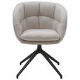 ARMLEHNSTUHL  Beinauswahl, Sitzfläche 360° drehbar, Stoff-/Lederauswahl Jacquard  Sandfarben  - Sandfarben/Schwarz, Design, Textil/Metall (62/81/63cm) - Dieter Knoll