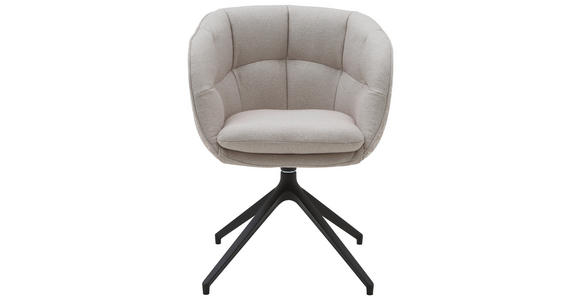 ARMLEHNSTUHL  Beinauswahl, Sitzfläche 360° drehbar, Stoff-/Lederauswahl Jacquard  Sandfarben  - Sandfarben/Schwarz, Design, Textil/Metall (62/81/63cm) - Dieter Knoll