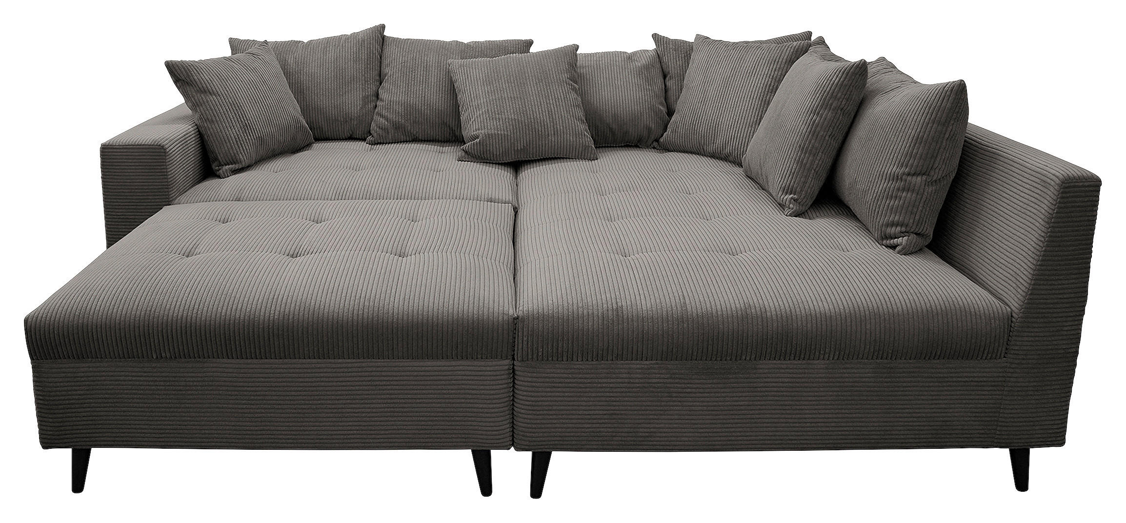Ecksofa inkl. Hocker Grau Cord  - Schwarz/Grau, Design, Holz/Textil (247/174cm) - MID.YOU