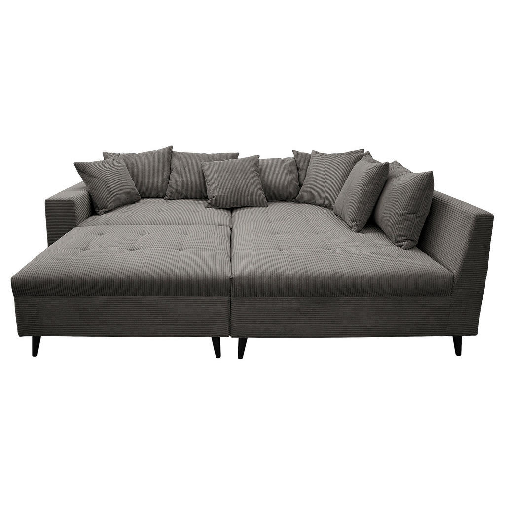 Thumbnail - Mid.you Ecksofa, Grau, Textil, Birke, 3-Sitzer, Füllung: Schaumstoffflocken,Schaumstoffflocken, Ottomane rechts, L-Form,...