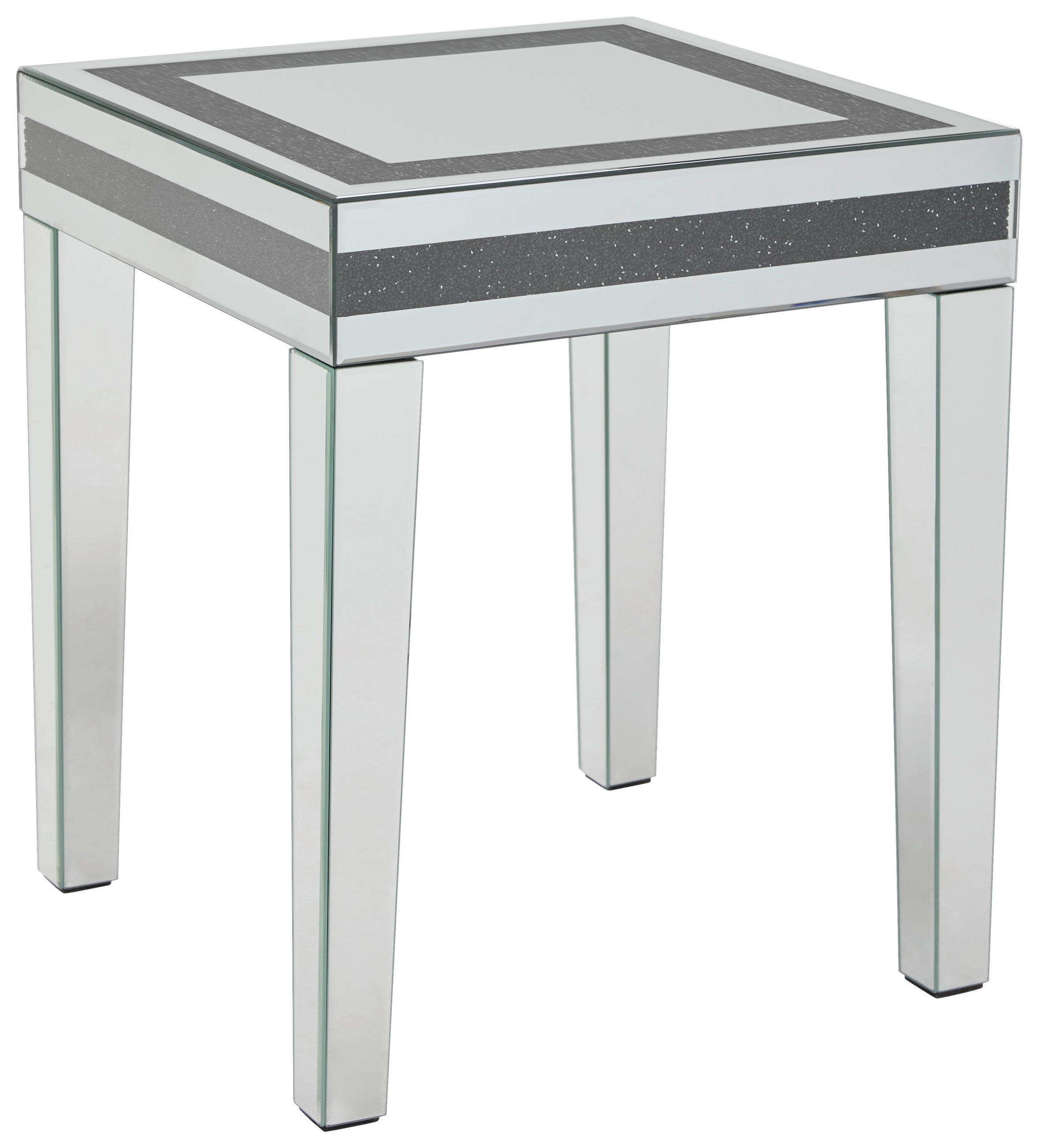 BEISTELLTISCH 50/50/60 cm Schwarz, Silberfarben quadratisch  - Silberfarben/Schwarz, LIFESTYLE, Glas/Holzwerkstoff (50/50/60cm) - Xora