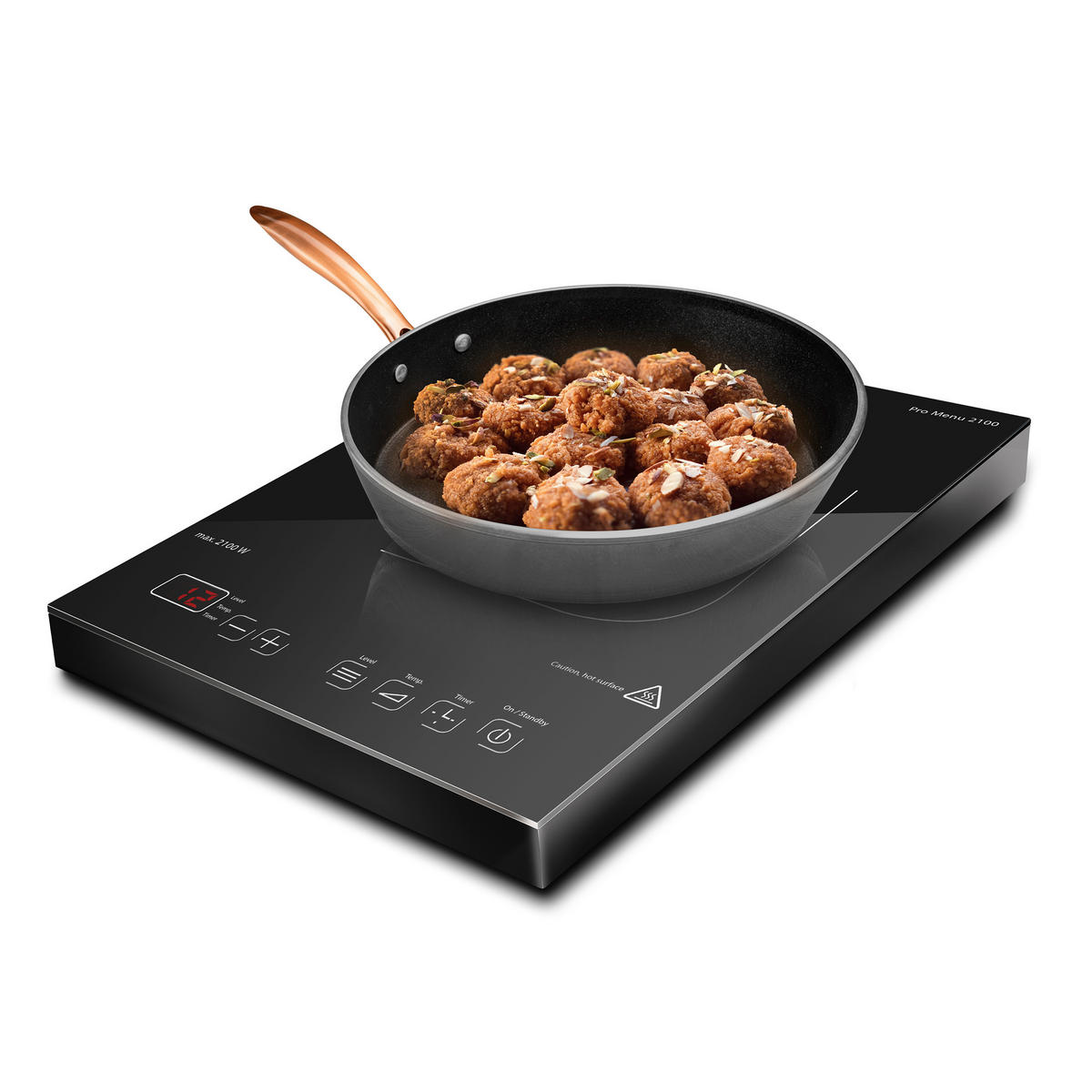 INDUKTIONSKOCHPLATTE  - Schwarz, Basics, Glas/Metall (28/6/36,5cm) - CASO Design