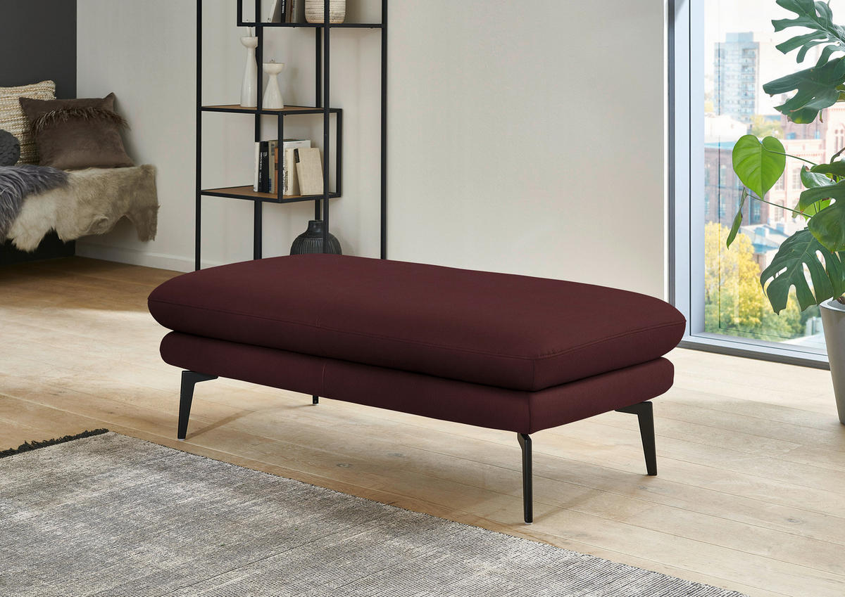 ECKSOFA in Echtleder Beere  180/310 cm  - Beere/Schwarz, Design, Leder/Metall (180/310cm) - Dieter Knoll
