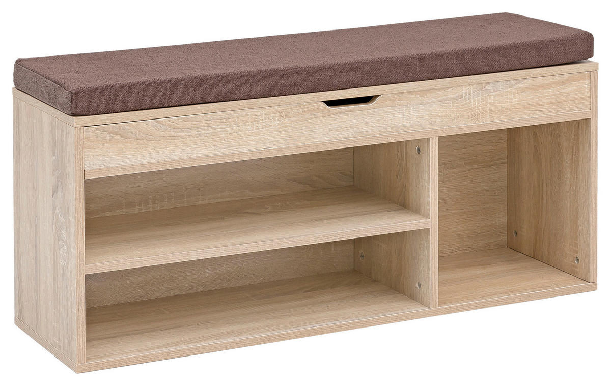 KLOP S PROSTOROM ZA ČEVLJE hrast sonoma - hrast sonoma/rjava, Konvencionalno, leseni material/tekstil (104/51/32cm) - MID.YOU