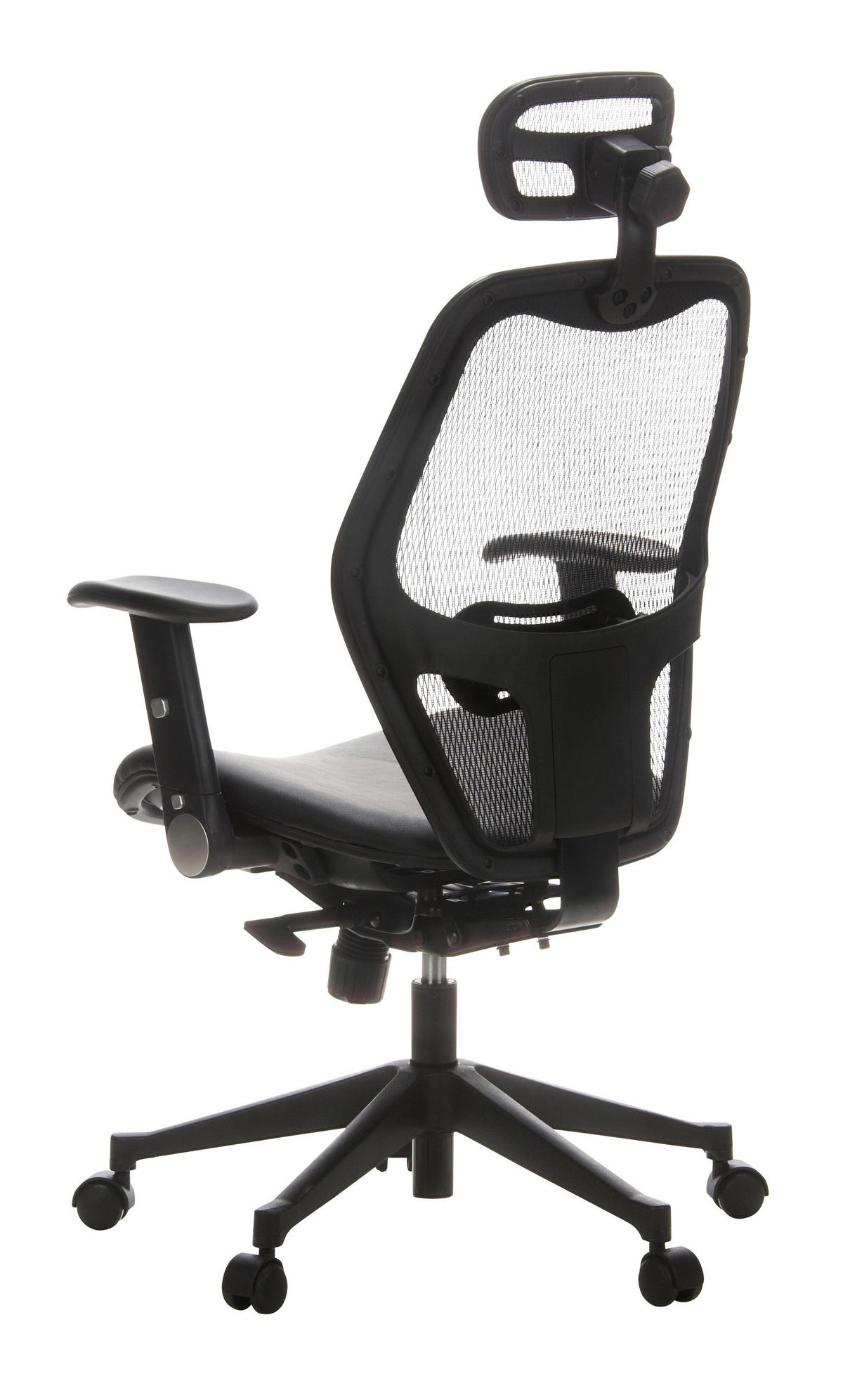 DREHSTUHL  in Netzbespannung Schwarz  - Schwarz, Basics, Leder/Kunststoff (59/117/48cm) - MID.YOU