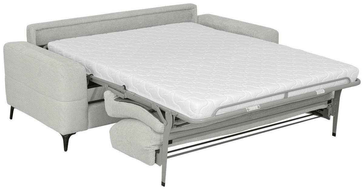 SCHLAFSOFA Cord Hellgrau  - Hellgrau/Schwarz, Design, Textil/Metall (204/89/98cm) - Carryhome