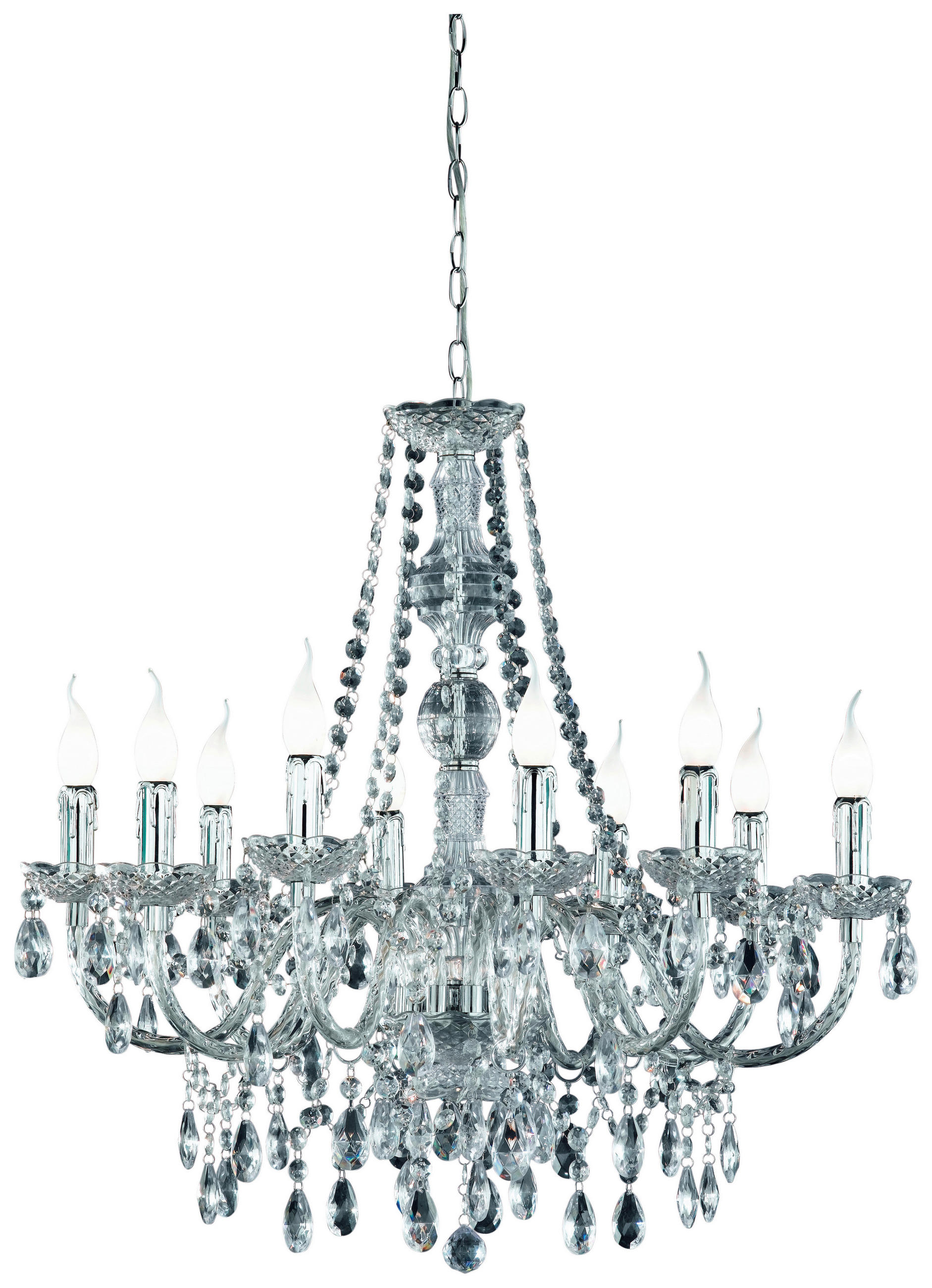 P & B Kronleuchter Chrom, Transparent 165 cm