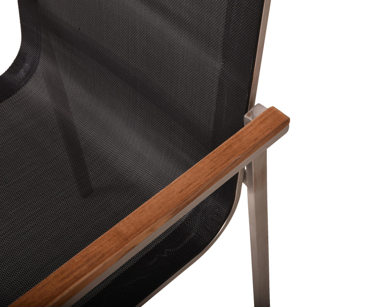 GARTENSTUHL-SET Holz, Metall, Kunststoff Schwarz, Silberfarben, Teakfarben  - Silberfarben/Schwarz, Basics, Holz/Kunststoff (58/86/55cm) - Gardenson