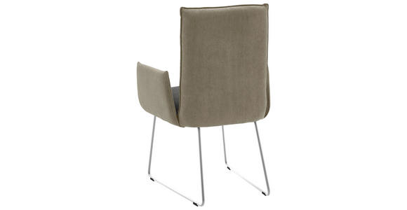ARMLEHNSTUHL in Stahl Flachgewebe - Edelstahlfarben/Greige, Design, Textil/Metall (59/93/59cm) - Dieter Knoll