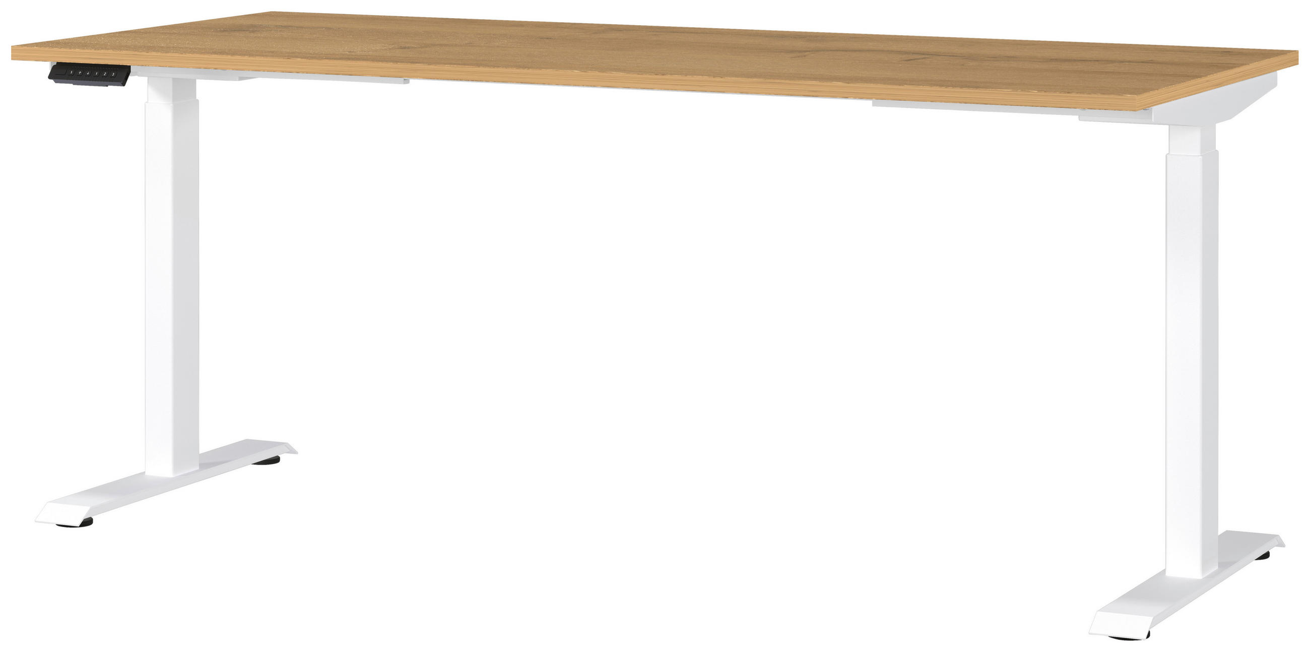 SCHREIBTISCH 180/80/72-118 cm  in Braun, Weiß, Eichefarben  - Eichefarben/Braun, MODERN, Holzwerkstoff/Metall (180/80/72-118cm) - Novel