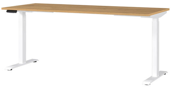 SCHREIBTISCH 180/80/72-118 cm in Braun, Weiß, Eichefarben - Eichefarben/Braun, MODERN, Holzwerkstoff/Metall (180/80/72-118cm) - Novel