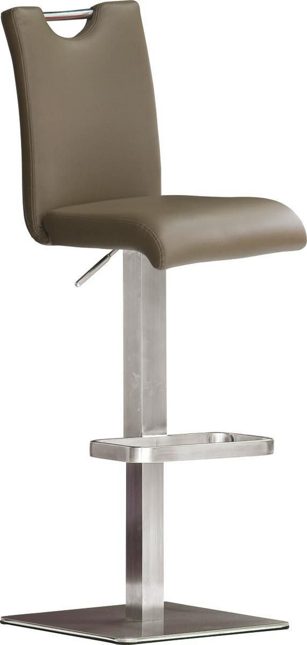 BAROVÁ ŽIDLE, barvy nerez oceli, světle hnědá - světle hnědá/barvy nerez oceli, Design, kov/kůže (42/90-115/50cm) - Livetastic