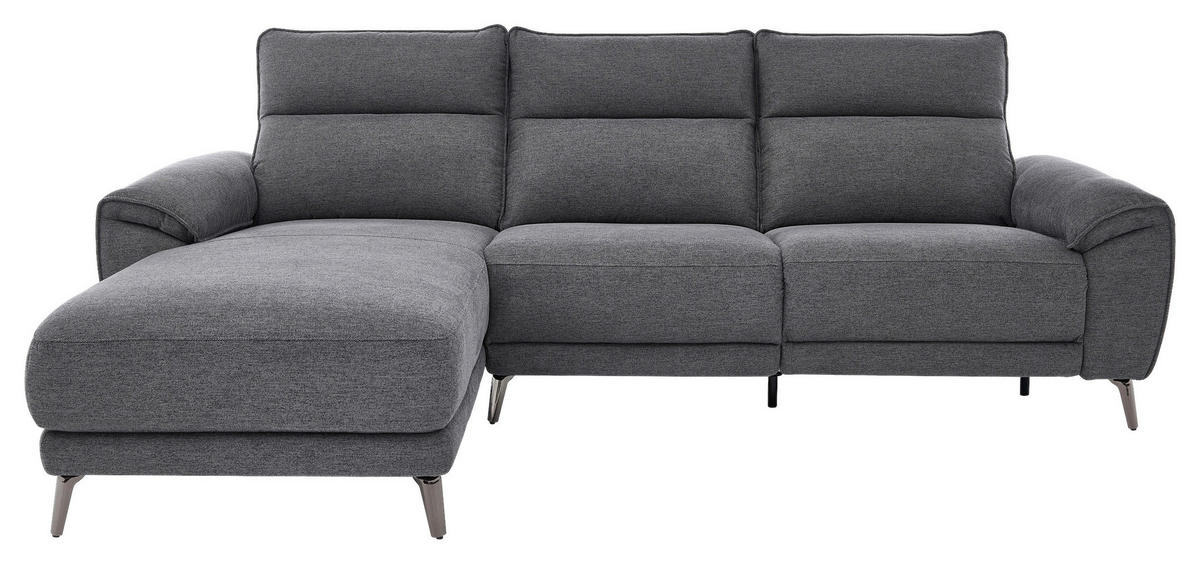 ECKSOFA Dunkelgrau Webstoff  - Chromfarben/Dunkelgrau, Design, Textil/Metall (168/272cm) - Carryhome