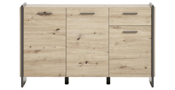 SIDEBOARD Grau, Eichefarben  - Eichefarben/Grau, Trend, Holzwerkstoff/Kunststoff (141,8/86,01/41,3cm) - Hom`in