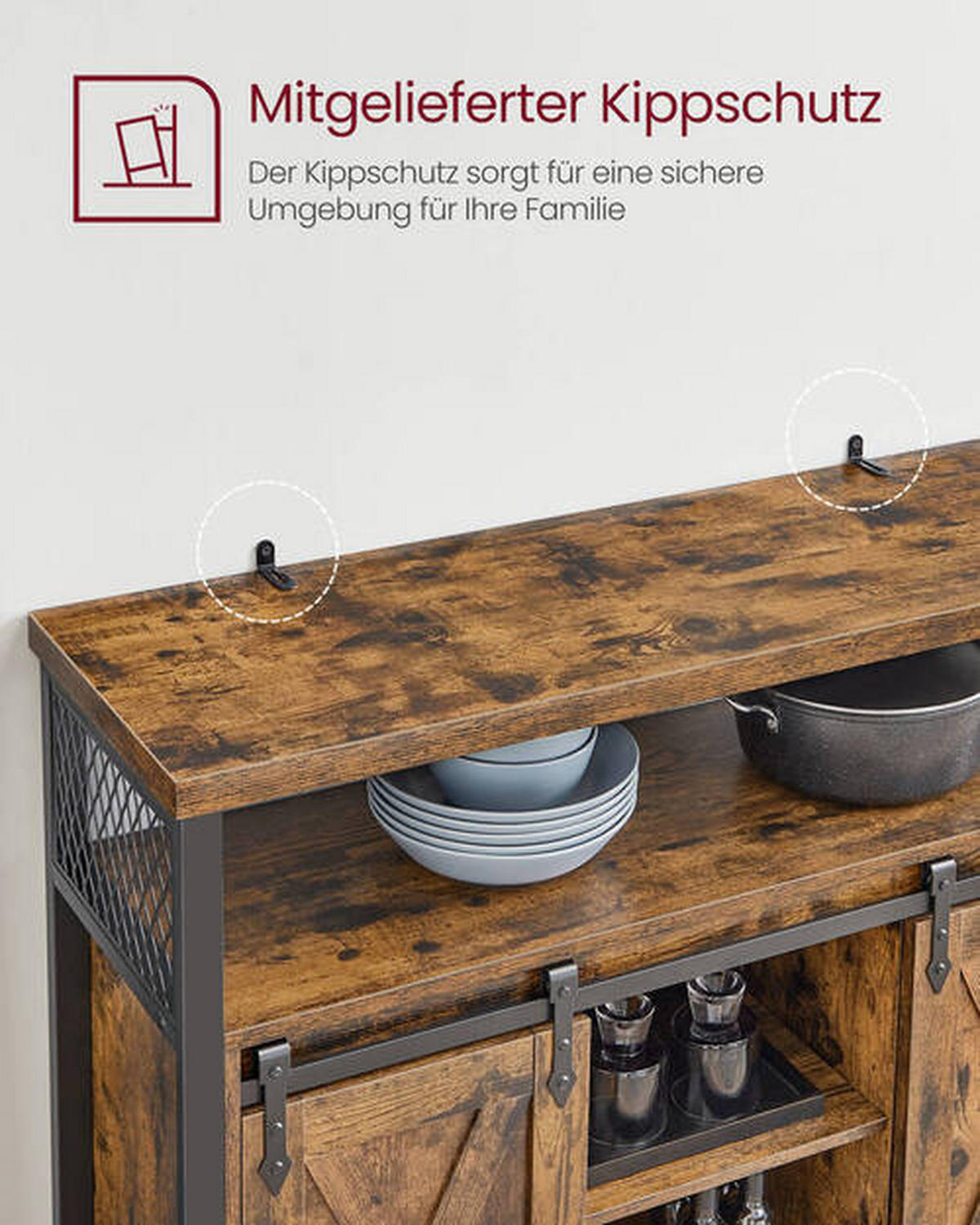 KOMMODE  in 100/80/33 cm  - Schwarz/Braun, Trend, Holzwerkstoff/Metall (100/80/33cm) - Boxxx