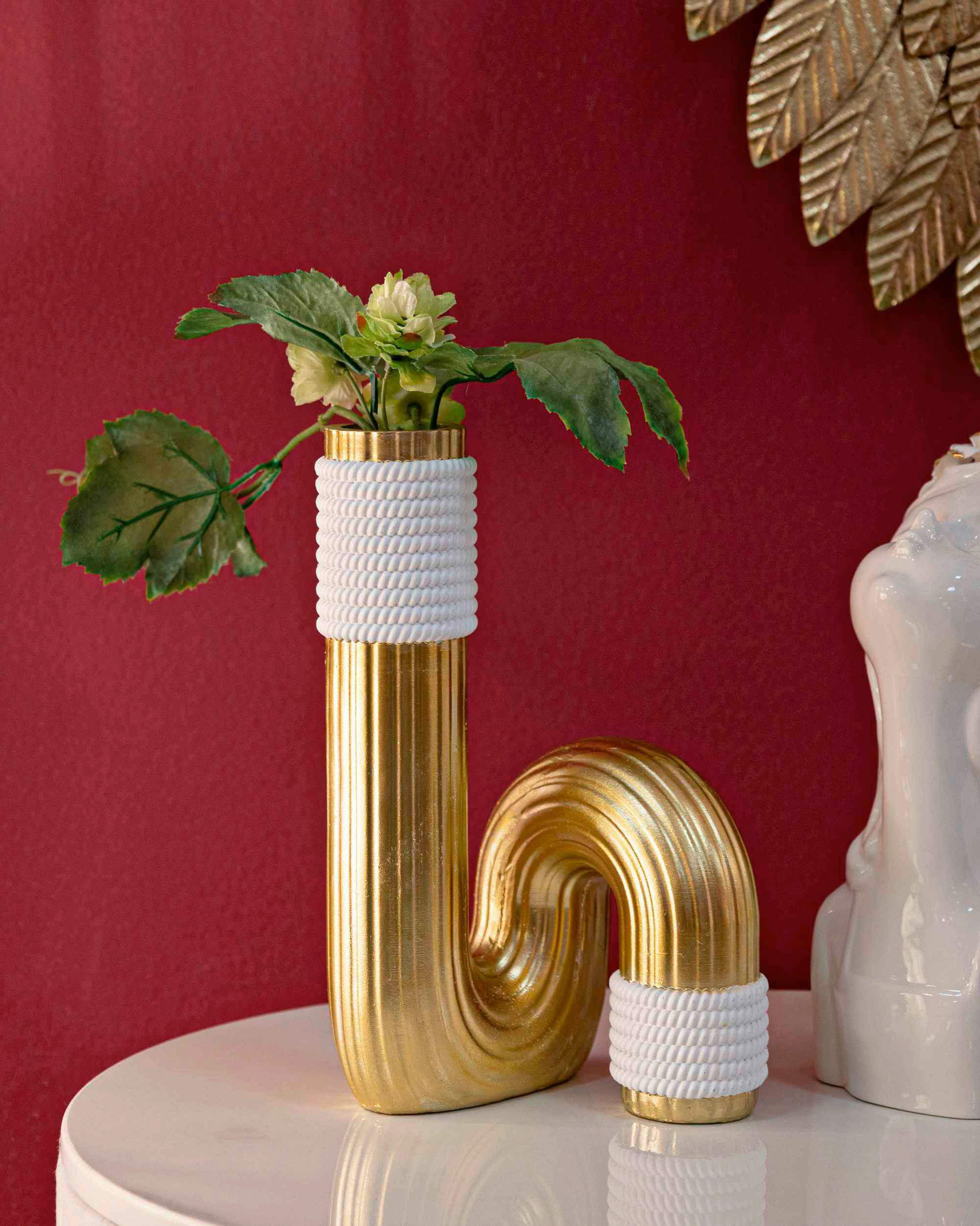 Vase Bann Big  - Goldfarben/Weiß, Basics, Kunststoff (14.5/25/13cm)