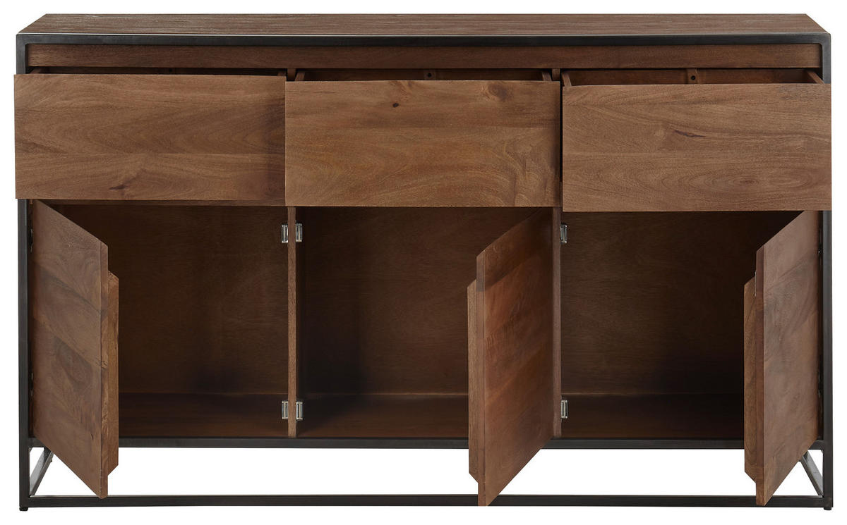 SIDEBOARD 160/93/40 cm  - valnötsfärgad/svart, Lifestyle, metall/trä (160/93/40cm) - MID.YOU