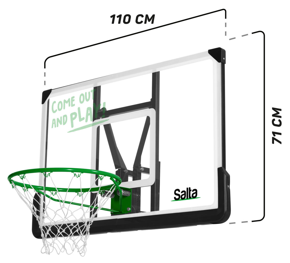 BASKETBALLSTÄNDER - Transparent/Schwarz, KONVENTIONELL, Kunststoff/Metall (110/71/60cm) - Salta