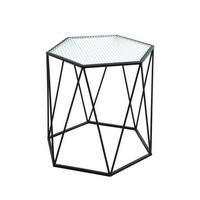 BEISTELLTISCH in Metall, Glas 46/40/46 cm  - Klar/Schwarz, Design, Glas/Metall (46/40/46cm)