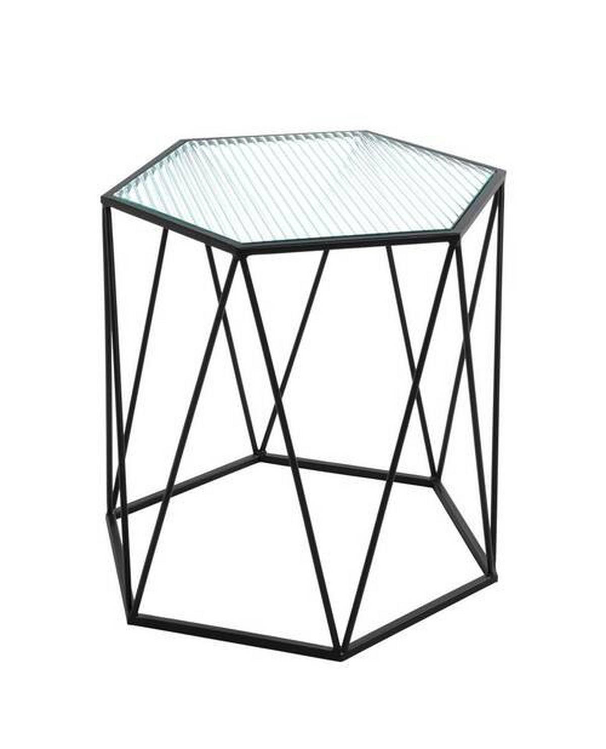 BEISTELLTISCH in Metall, Glas 46/40/46 cm  - Klar/Schwarz, Design, Glas/Metall (46/40/46cm)