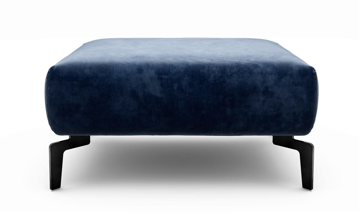 HOCKER Samt Dunkelblau  - Schwarz/Dunkelblau, Design, Textil/Metall (90/70/46cm) - SENSOO