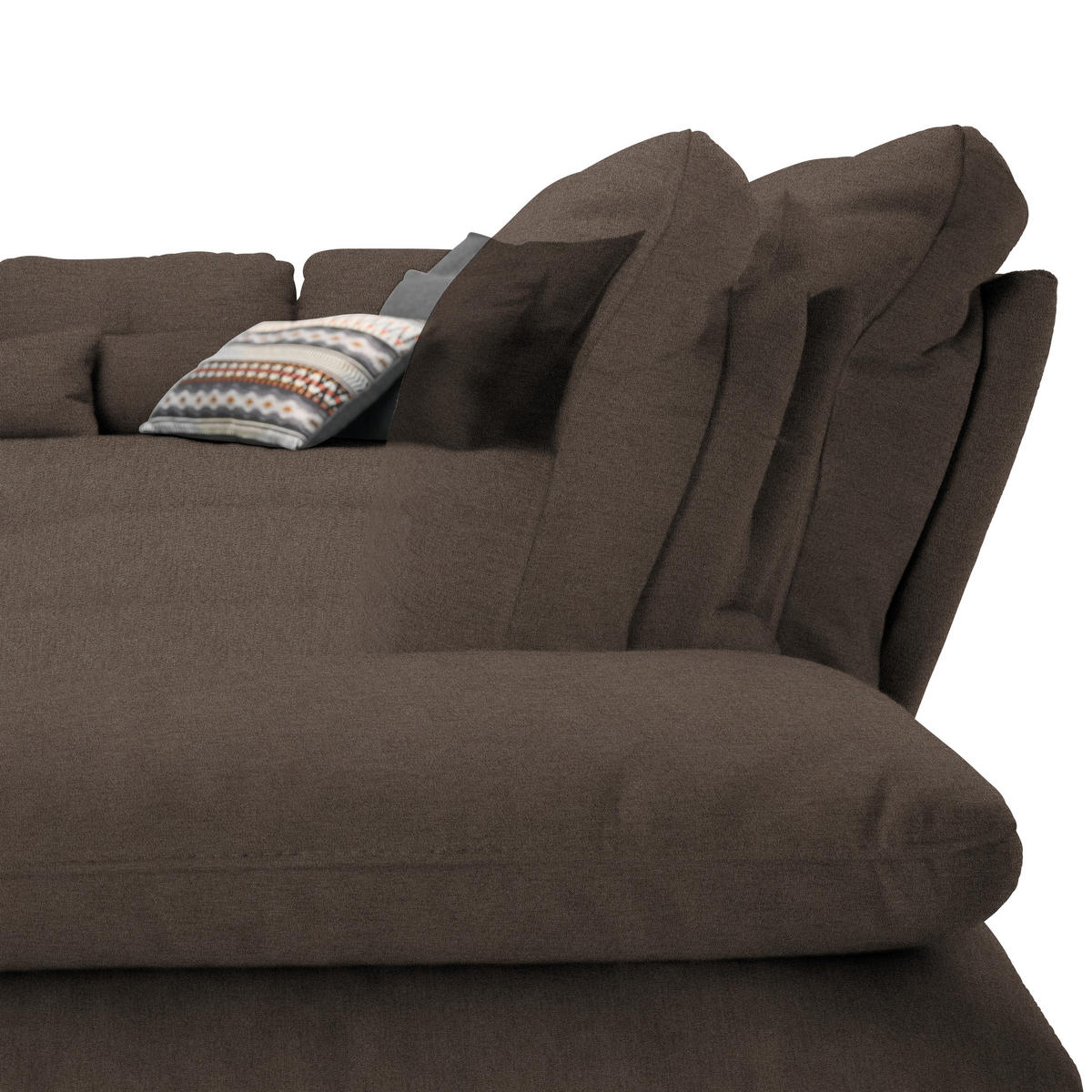 ECKSOFA in Flachgewebe Dunkelbraun  271/344 cm  - Dunkelbraun/Schwarz, Design, Textil/Metall (271/344cm) - Chilliano