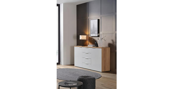 SIDEBOARD in 180/89/43 cm - Chromfarben/Eichefarben, Design, Holzwerkstoff/Kunststoff (180/89/43cm) - Xora