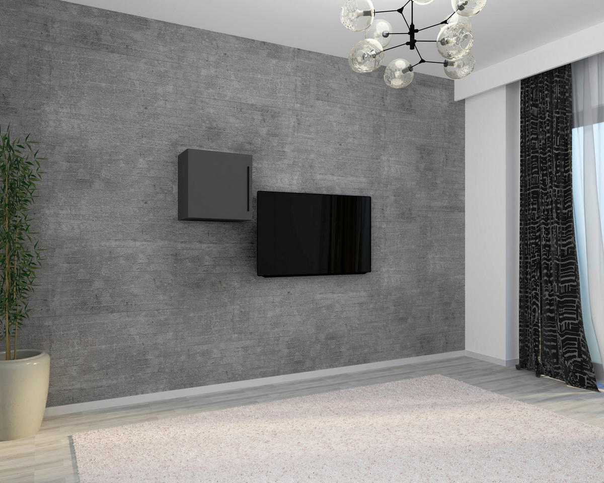 HÄNGEELEMENTAnthrazit   - Anthrazit/Schwarz, Modern, Holzwerkstoff/Metall (50/50/30cm) - MID.YOU