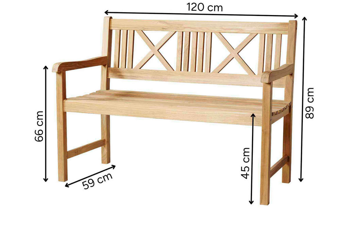 GARTENBANK 58/89/120 cm  in Naturfarben  - Naturfarben, Natur, Holz (58/89/120cm) - Gardenson