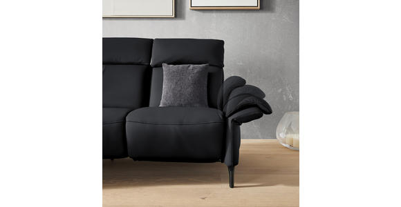 TRAPEZSOFA in Echtleder Anthrazit  - Anthrazit/Schwarz, KONVENTIONELL, Leder/Metall (221/103/95cm) - Dieter Knoll