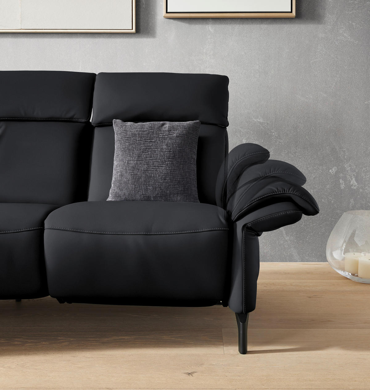2-SITZER-SOFA in Leder Anthrazit  - Anthrazit/Schwarz, KONVENTIONELL, Leder/Metall (178/103/95cm) - Dieter Knoll