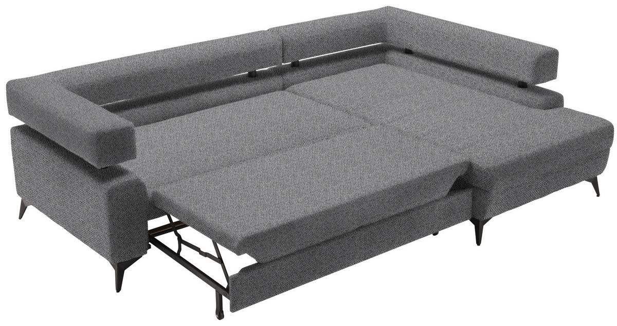 ECKSOFA in Chenille Dunkelgrau  - Dunkelgrau/Schwarz, Konventionell, Textil/Metall (265/184cm) - Hom`in