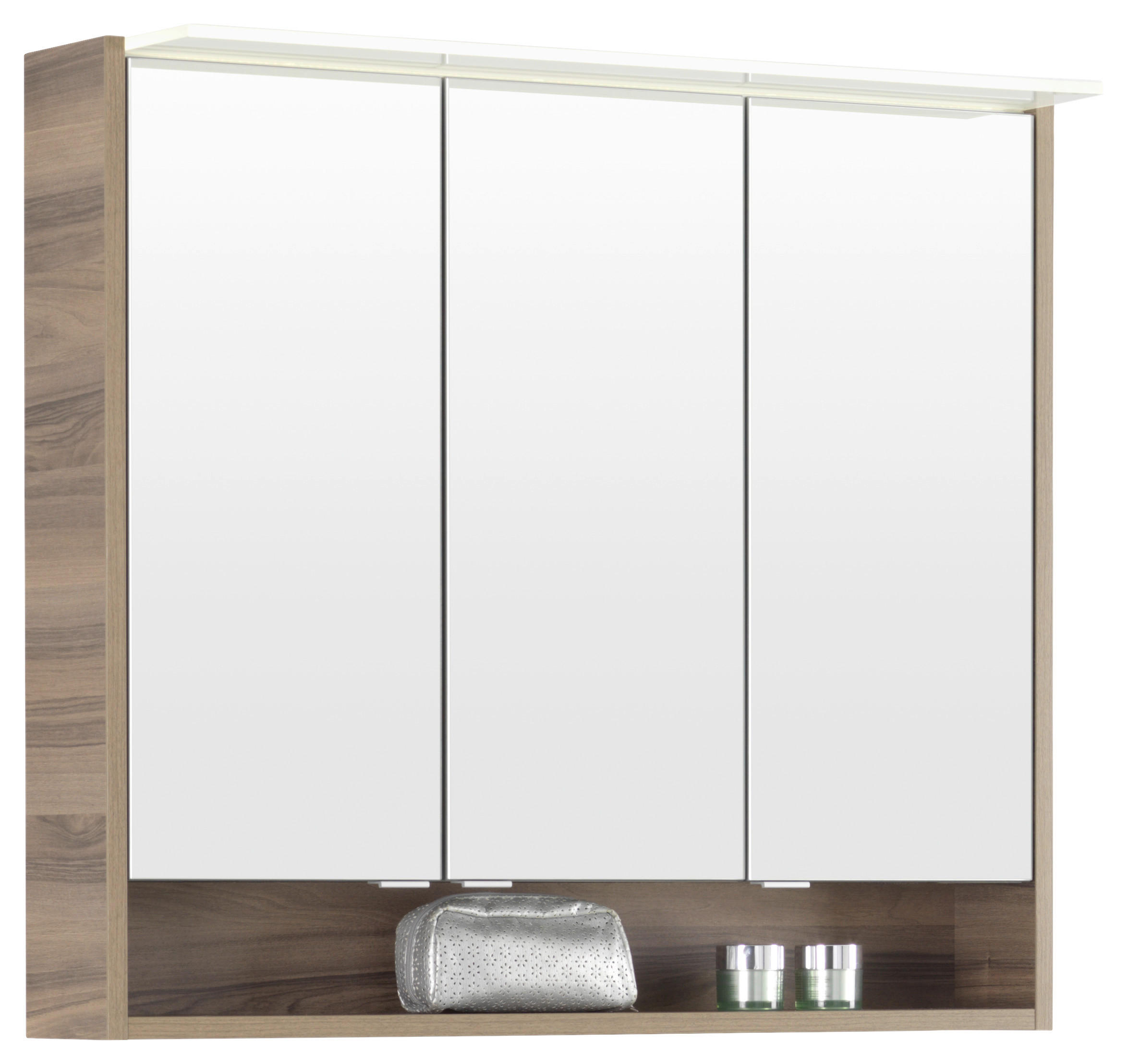 SPIEGELSCHRANK 93,2/82,2/23,1 cm  - Chromfarben/Nussbaumfarben, Basics, Glas/Holzwerkstoff (93,2/82,2/23,1cm) - Voleo