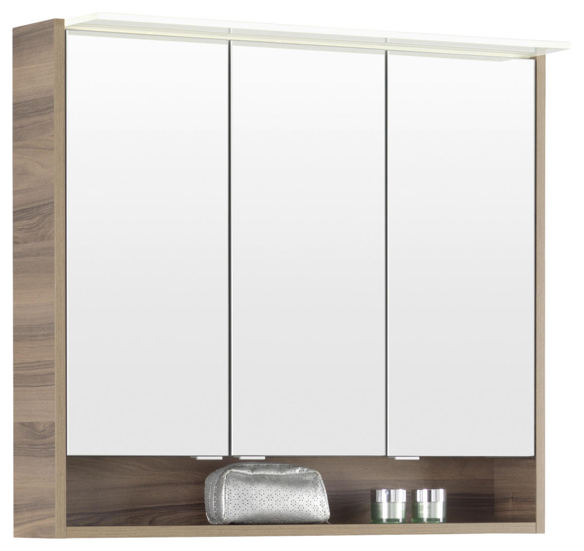 SPIEGELSCHRANK 93,2/82,2/23,1 cm  - Chromfarben/Nussbaumfarben, Basics, Glas/Holzwerkstoff (93,2/82,2/23,1cm) - Voleo