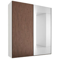 SCHWEBETÜRENSCHRANK 200/240/68 cm 2 Tür(en)-türig Weiß, Dunkelbraun  - Dunkelbraun/Schwarz, Design, Glas/Holzwerkstoff (200/240/68cm) - Dieter Knoll