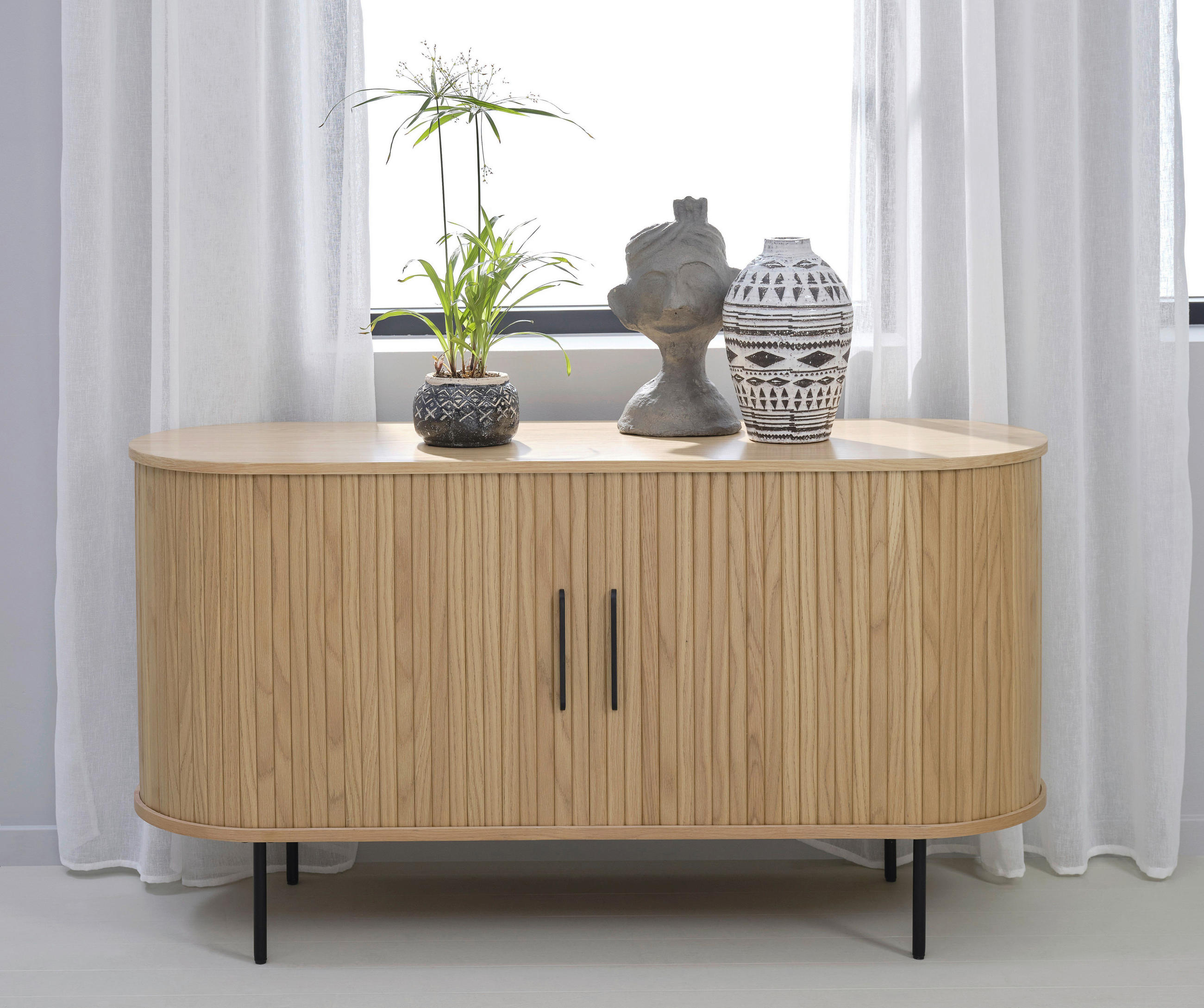 SIDEBOARD Eichefarben  140/76/45 cm  - Eichefarben/Schwarz, Trend, Holz/Holzwerkstoff (140/76/45cm) - Xora
